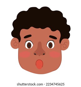 Vector Colorful Illustration of Surprised Boy Isolated on White Background