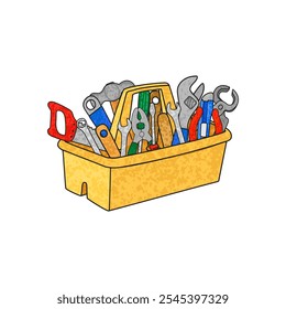 Vector Colorful Illustration Of Toolbox Isolated on White Background