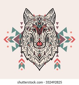 native american wolf tribal tattoo