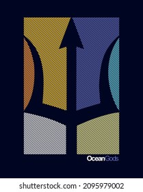 Vector colorful illustration of trident formed by stripes.