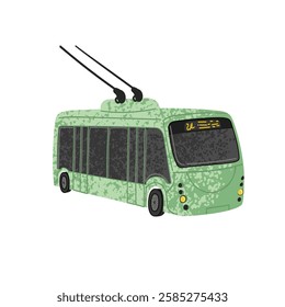 Vector Colorful Illustration of Trolleybus Isolated on White Background