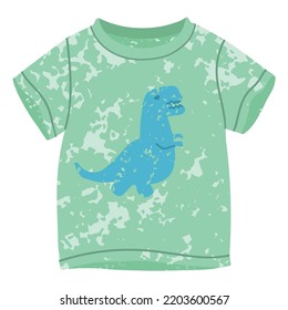 Vector Colorful Illustration of T-shirt with Dino Print Isolated on White Background