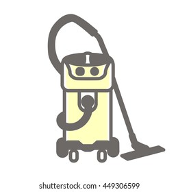 Vector colorful illustration of vacuum cleaner isolated on white background.
