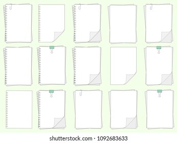 Vector colorful illustration of various note paper with clip