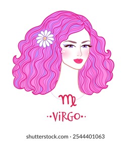 Vetor ilustração colorida de Virgo sinal zodíaco retrato feminino