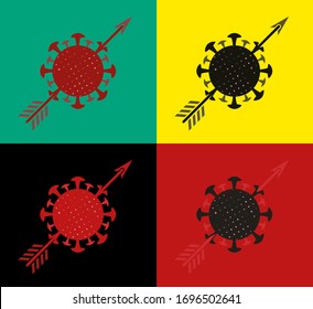 vector and colorful illustration of virus hit by arrow