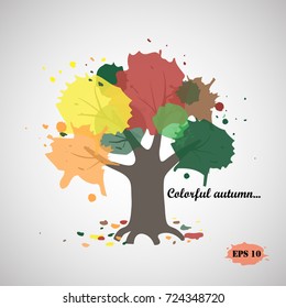 Vector colorful image of autumn tree.