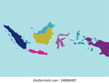 vector colorful indonesia map 