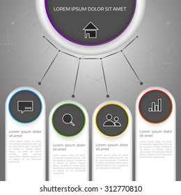 Vector colorful info graphic elements, background for web design, diagram, work flow or presentation and info graphic.