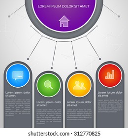 Vector colorful info graphic elements, background for web design, diagram, work flow or presentation and info graphic.