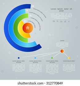 Vector colorful info graphic elements, background for web design, diagram, work flow or presentation and info graphic.