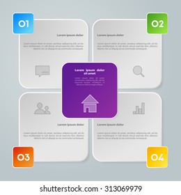 Vector colorful info graphic elements, background for web design, diagram, work flow or presentation and info graphic.