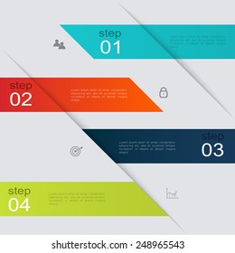Vector colorful info graphics for your business presentations. Can be used for info graphics, graphic or website layout vector, numbered banners, diagram, horizontal cutout lines, web design. 