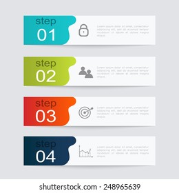 Vector colorful info graphics for your business presentations. Can be used for info graphics, graphic or website layout vector, numbered banners, diagram, horizontal cutout lines, web design. 