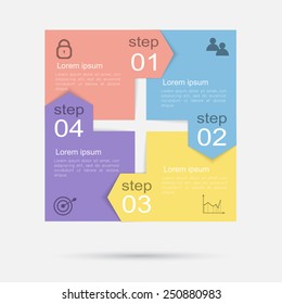 Vector colorful info graphics for your business presentations. Can be used for info graphics, graphic or website layout vector, numbered banners, diagram, horizontal cutout lines, web design. 