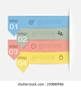 Vector colorful info graphics for your business presentations. Can be used for info graphics, graphic or website layout vector, numbered banners, diagram, horizontal cutout lines, web design. 