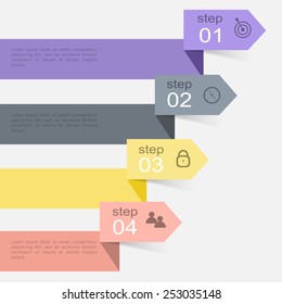 Vector colorful info graphics for your business presentations. Can be used for info graphics, graphic or website layout vector, numbered banners, diagram, horizontal cutout lines, web design. 