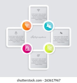 Vector colorful info graphics for your business presentations. Can be used for info graphics, graphic or website layout vector, numbered banners, diagram, horizontal cutout lines, web design. 