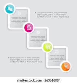 Vector colorful info graphics for your business presentations. Can be used for info graphics, graphic or website layout vector, numbered banners, diagram, horizontal cutout lines, web design. 
