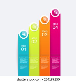 Vector colorful info graphics for your business presentations. Can be used for info graphics, graphic or website layout vector, numbered banners, diagram, horizontal cutout lines, web design.
