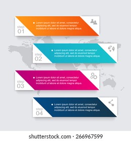 Vector colorful info graphics for your business presentations. Can be used for info graphics, graphic or website layout vector, numbered banners, diagram, horizontal cutout lines, web design. 
