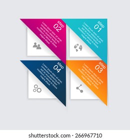 Vector colorful info graphics for your business presentations. Can be used for info graphics, graphic or website layout vector, numbered banners, diagram, horizontal cutout lines, web design. 