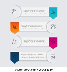 Vector colorful info graphics for your business presentations. Can be used for info graphics, graphic or website layout vector, numbered banners, diagram, horizontal cutout lines, web design.
