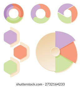Infografía, Vector de diseño gráfico o de Sitio web, Anuncios numerados, diagrama, líneas de recorte Horizontales, Diseño web., pastel, hexágono. Vector de gráficos de colores para presentaciones de su negocio