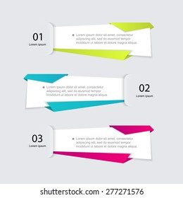 Vector colorful info graphics for your business presentations. Can be used for info graphics, graphic or website layout vector, numbered banners, diagram, horizontal cutout lines, web design. 