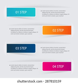Vector colorful info graphics for your business presentations. Can be used for info graphics, graphic or website layout vector, numbered banners, diagram, horizontal cutout lines, web design.
