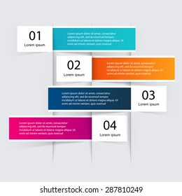 Vector colorful info graphics for your business presentations. Can be used for info graphics, graphic or website layout vector, numbered banners, diagram, horizontal cutout lines, web design.
