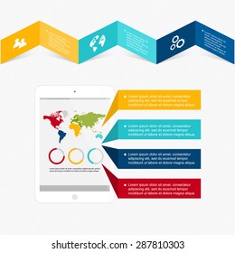 Vector colorful info graphics for your business presentations. Can be used for info graphics, graphic or website layout vector, numbered banners, diagram, horizontal cutout lines, web design.
