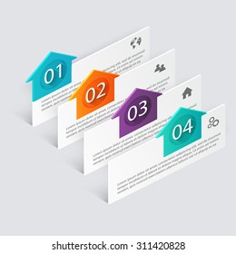 Vector colorful info graphics for your business presentations. Can be used for info graphics, graphic or website layout vector, numbered banners, diagram, horizontal cutout lines, web design.
