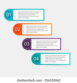 Vector colorful info graphics for your business presentations. Can be used for info graphics, graphic or website layout vector, numbered banners, diagram, horizontal cutout lines, web design.
