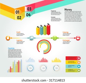 Vektorfarbige Infografiken für Ihre Geschäftspräsentationen. Kann für Infografiken, Grafik- oder Website-Layout-Vektorgrafik, nummerierte Banner, Diagramm, Web-Design verwendet werden.