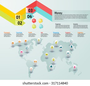 Gráficos vectoriales de información colorida para sus presentaciones de negocios. Se puede usar para infografía, gráfico o vectores de disposición de sitios web, banners numerados, diagrama, diseño web.