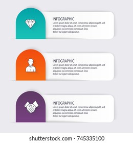 Vector colorful info graphics for your business presentations. Can be used  website layout, numbered banners, diagram, horizontal cutout lines, web design.