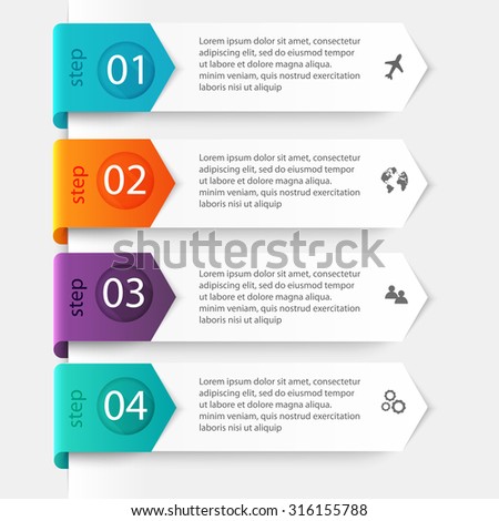 Vector colorful info graphics for your business presentations. Can be used  website layout, numbered banners, diagram, horizontal cutout lines, web design.