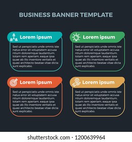 Vector colorful infographic banner steps for your business presentations. Can be used for website layout, numbered banners, diagram, horizontal cutout lines, web design.