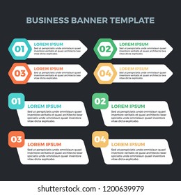 Vector colorful infographic banner steps for your business presentations. Can be used for website layout, numbered banners, diagram, horizontal cutout lines, web design.