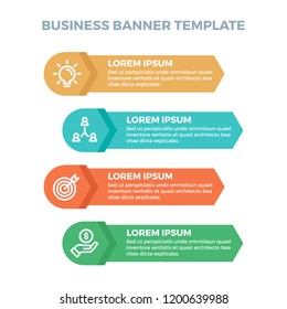 Vector colorful infographic banner steps for your business presentations. Can be used for website layout, numbered banners, diagram, horizontal cutout lines, web design.