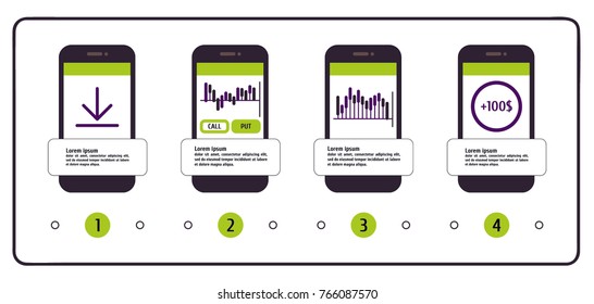 Vector colorful infographic for smart phone binary options