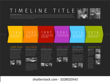 Plantilla de informe de escala de tiempo de vídeo de color con textos y fotos adicionales - versión oscura