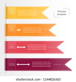Vector colorful infographic timeline template with ribbons. Business concept in flat style.