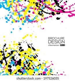 Vector colorful ink and brush strokes. Abstract design element. 