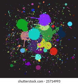 Vector - Colorful ink splash drips on a canvas, for background use