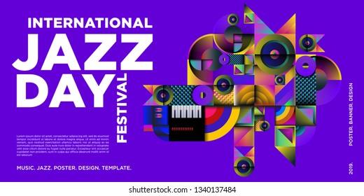 Vector colorful international jazz day poster and banner
