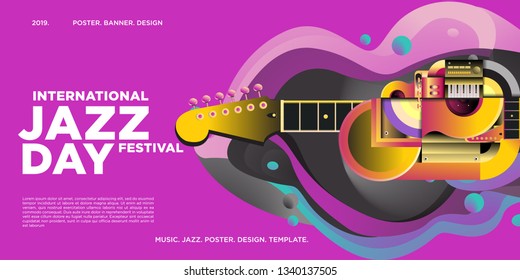 Vector colorful international jazz day poster and banner
