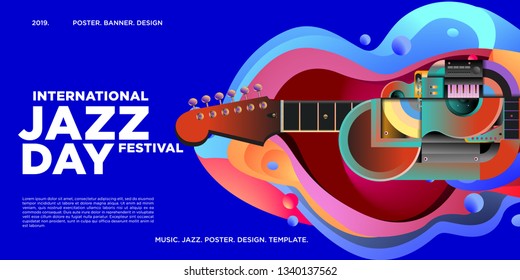 Vector colorful international jazz day poster and banner
