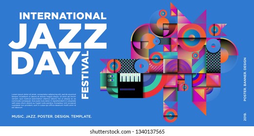 Vector colorful international jazz day poster and banner
